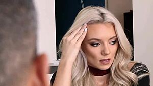 Bound Teen Blonde Deepthroats Monster Cock in Rough Maledom Facial Domination