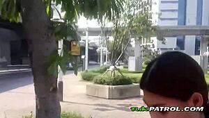 Heart races as flirty sweet asian teen's pussy gets slammed outdoors