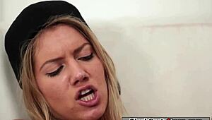 blonde in lingerie rides her idols big black cock 😈 deep and hard!