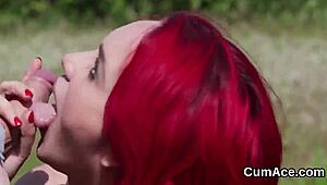 Kitten Sucks Jizz in Wild Bukkake Facial Frenzy