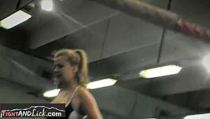 two athletic european lesbian babes tangle in passionate panties wrestling fight