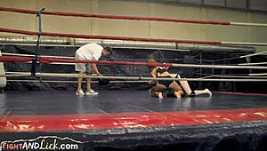 two athletic european lesbian babes tangle in passionate panties wrestling fight