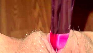 her pussy gushes squirt after squirt from massive dildo pounding wife goes wild wet