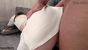 Cheating Big-Ass Wife Fucks in Tight Dress Doggy Cum on Ass