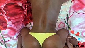 Wife's Ebony Friend Rides for Morning Creampie
