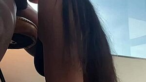 Cute Latina Nysdel deepthroats big black cock first time with boyfriend