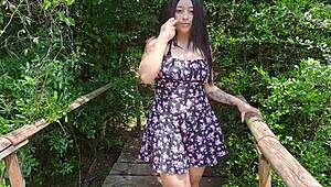 hiker spots model during forest photoshoot session