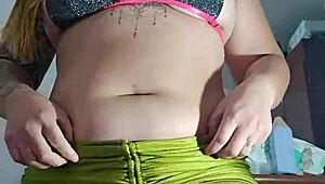 My swollen pussy stretches bikini way too tight now