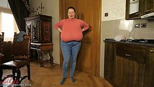 Watch my huge saggy tits bounce wildly on beach!