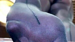 Goddess long legs big ass black pantyhose toe tease