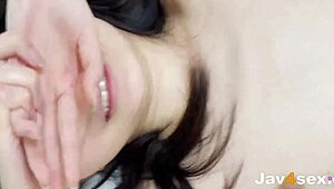 Naughty Japanese schoolgirl Hinano Tachibana spreads for uncensored hardcore in bed