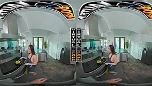 Girlfriend Sera Ryder serves up breakfast then begs for your virtual cock pounding her tight holes