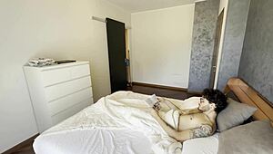 he spots the sexy redhead cleaning lady, fucks her hard and cums in her mouth with italian talk