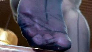 Goddess long legs big ass black pantyhose toe tease