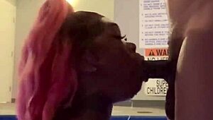 wanna watch this ebony babe deepthroat gag choke spit on big black cock poolside with sloppy ball licking?