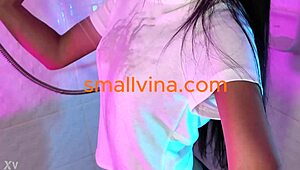 cute asian teen twerks her big ass in shower... loves steamy lingerie play! 🍑🚿