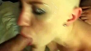 Russian blonde takes two huge cocks pounding pussy and ass nonstop