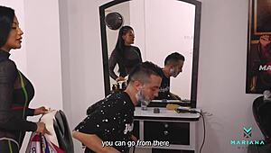 Rough Barbershop Pound! Huge Cock Explodes Cum On Mariana Martix Face!
