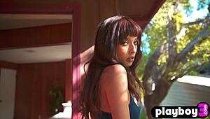 All-Natural Latina Model Strips Naked in Romantic Sexy Pose Tease