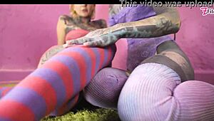 tattooed goth girls strap on fuck with dripping wet pussies