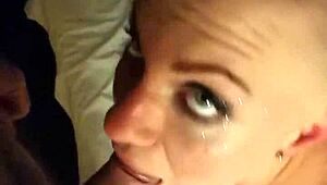 Russian blonde takes two huge cocks pounding pussy and ass nonstop