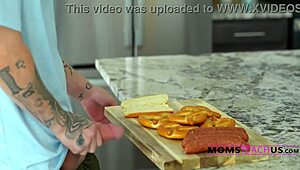 stepmom busty milf punishes stepson riding creampie doggystyle at oktoberfest public