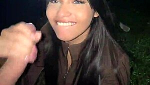 stranger spanks petite latina's big tits ass during public street workout fuck