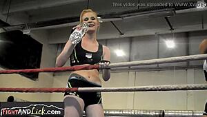 two athletic european lesbian babes tangle in passionate panties wrestling fight