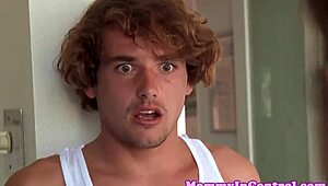 inked milf sneaks in to deepthroat stepteens face while taboo handjob brews?