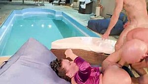 two studs pound naughty aunt's big pussy bareback orgy bent over doggystyle