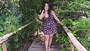 hiker spots model during forest photoshoot session