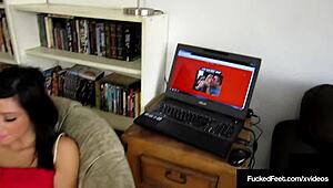 Watch cute layla lopez stroke cock with her sexy sneaker feet