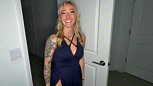 boss orders hot blonde moderngomorrah to swallow james hardons throbbing bbc