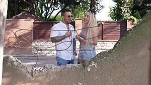 random street pickup of cute blonde leads to rough doggystyle pounding and dripping facial cumshot