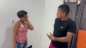 skinny brazilian teen pays with juicy pussy after haircut rough fuck