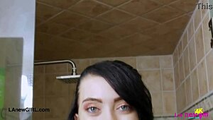 dark-haired darling's teasing shower moment