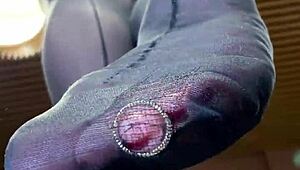 Goddess long legs big ass black pantyhose toe tease