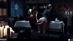 russian redhead nun sata jones drilled in freeze time blasphemy