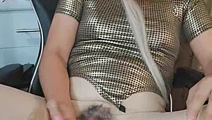 trying out this vagina as trans and stroking hard