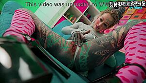 holy shit skinny tattoo punk fucks her gaping asshole with sextoy dildo