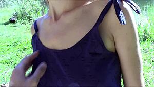 hey, wanna see this beautiful amateur couple fucking outdoors by the lake?