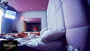 Hidden cam catches black couple shower flashing and dressing