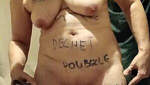 whoa this french slave maid's chained up for outdoor bdsm toy humiliation fuck!