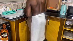 a black pregnant african teen 18+ with lactating big natural tits gets bent over fucked doggystyle in kitchen by monster bbc