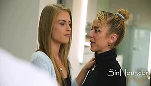 three flexible girls kiss lick and finger in sensual party