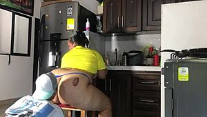 Argentino Pounds Colombian BBW Hard In Kitchen Doggystyle Ride