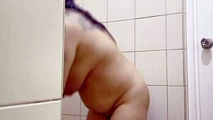 that naughty indian stepmom with huge boobs n hairy pussy strips down in the shower for some wet fun