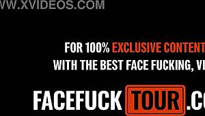 Huge tits latina slut gags on rough upside down throat fuck by bwc