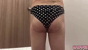 i rip clothes in bathroom wearing miniskirt boots and polka dot panties then fuck ass with anal toys till orgasm