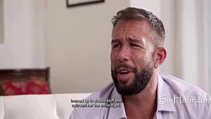 How does this couple spitroast heartbroken blonde with double penetration and deepthroat?